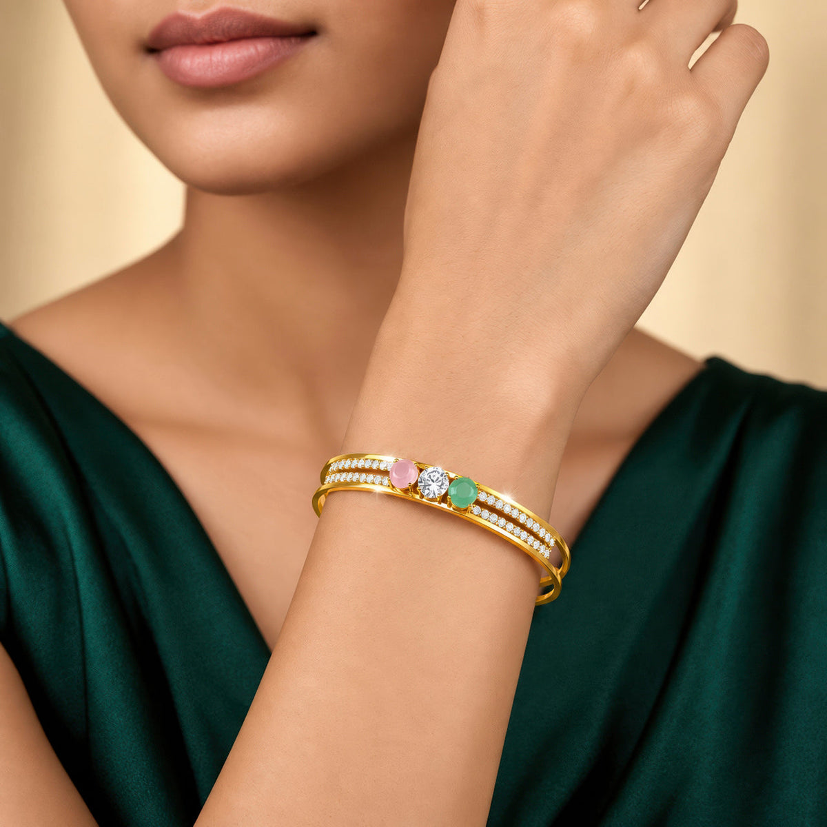Desihi Bracelet Anti-Tarnish Gold Plated Multicoloured Bangle (Adjustable Size)