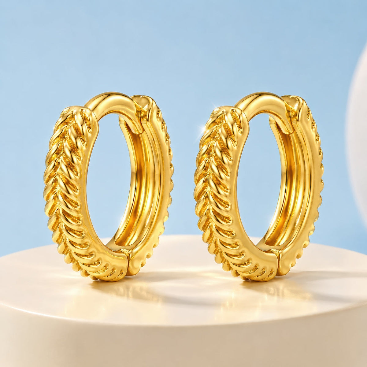 Desihi Earrings Anti-Tarnish Gold Plated Chevron Huggies