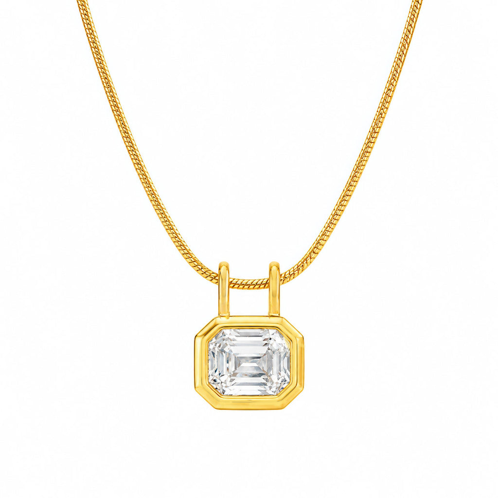 Desihi Necklace Anti-Tarnish Gold Plated Octagon Crystal