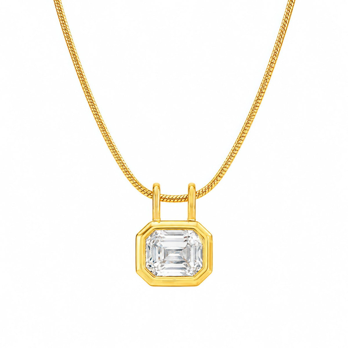 Desihi Necklace Anti-Tarnish Gold Plated Octagon Crystal