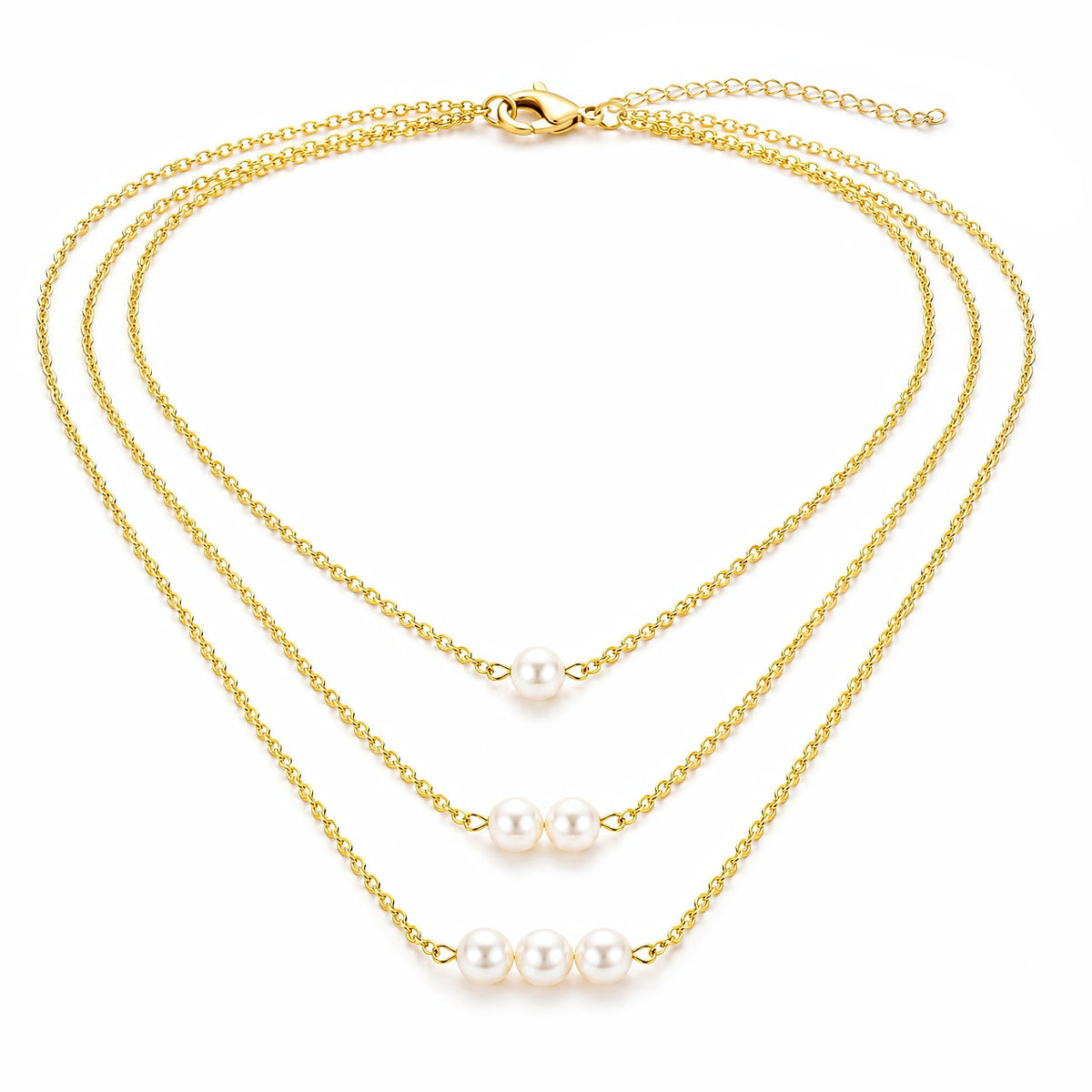 Desihi Necklace Anti-Tarnish Gold Plated Multilayered Pearls Set
