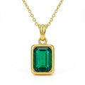 Desihi Necklace Anti-Tarnish Gold Plated Emerald Green Pendant Set