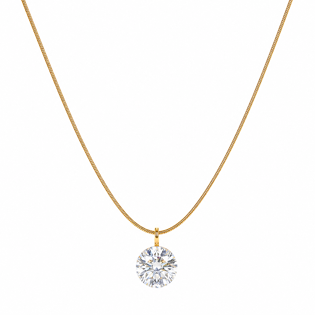 Anti-Tarnish Gold Plated Snake Chain Solitaire Pendant