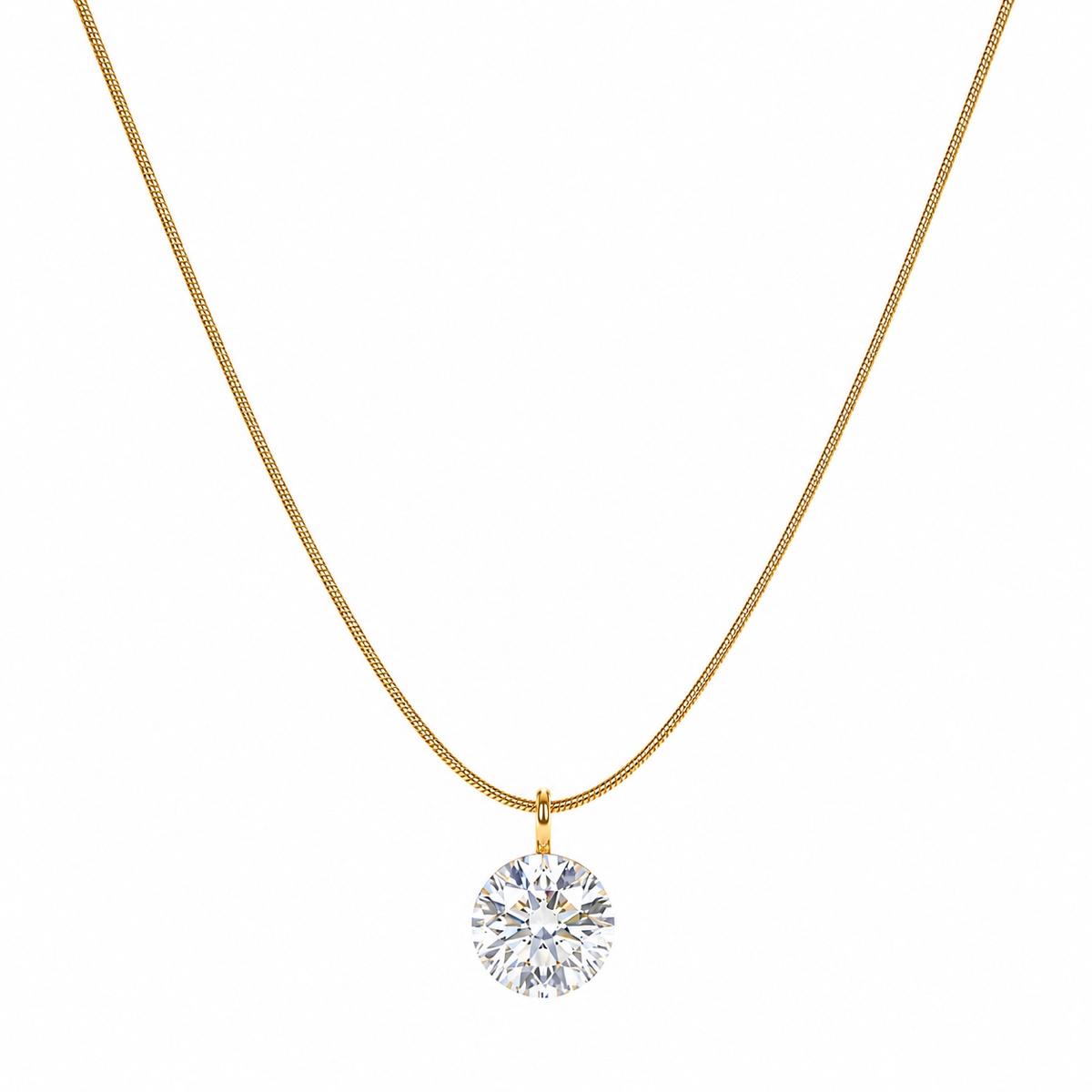 Anti-Tarnish Gold Plated Snake Chain Solitaire Pendant