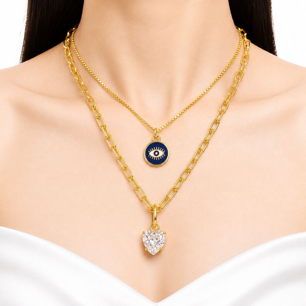 Desihi Necklace Anti-Tarnish Gold Plated Layered Set