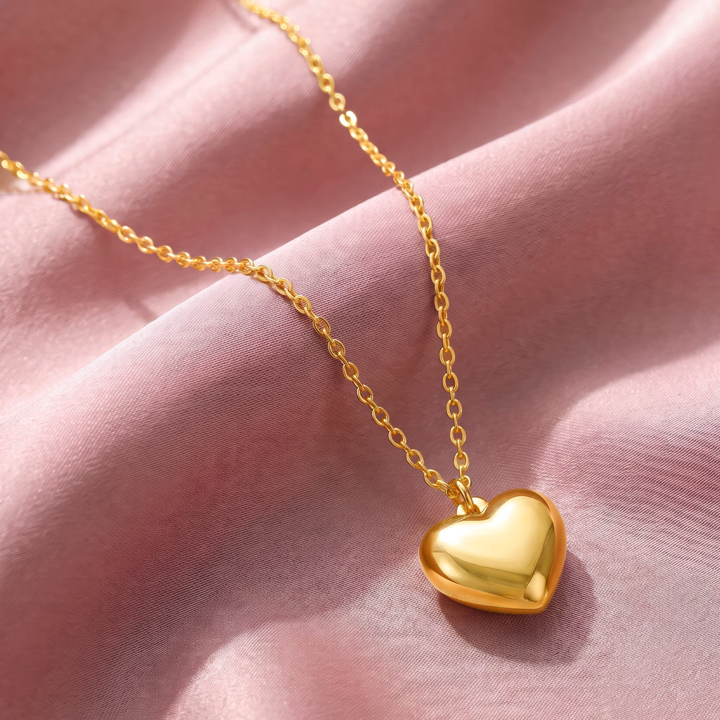 Desihi Necklace Anti-Tarnish Puffy Heart Chain