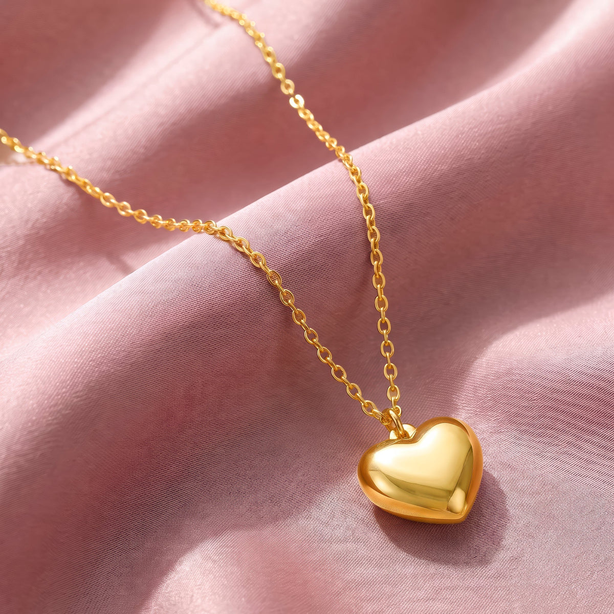 Desihi Necklace Anti-Tarnish Puffy Heart Chain