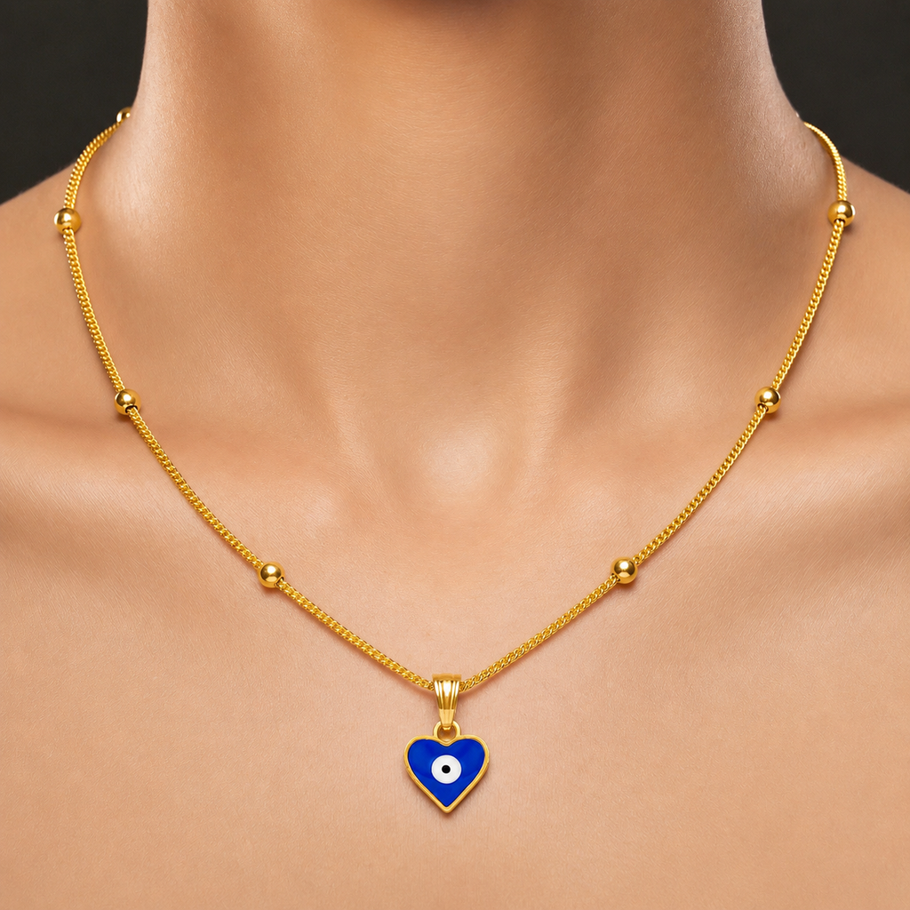 Desihi Necklace Anti-Tarnish Gold Plated Chain & Evil Eye Pendant Set