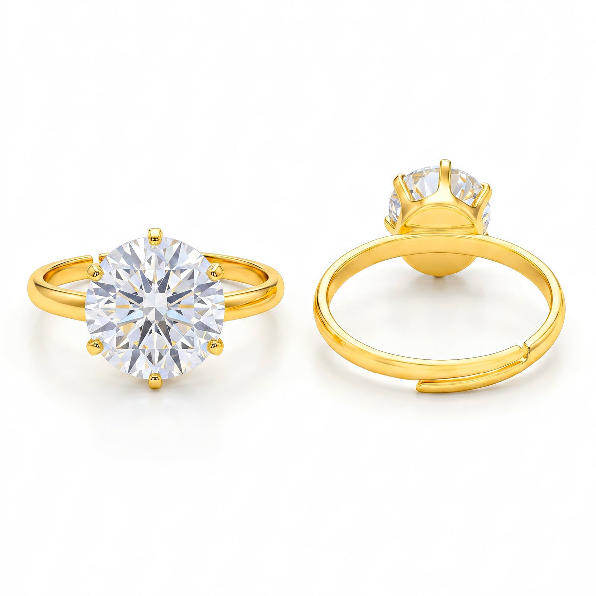 Desihi Ring Anti-Tarnish Gold Plated Solitaire (Adjustable Size)
