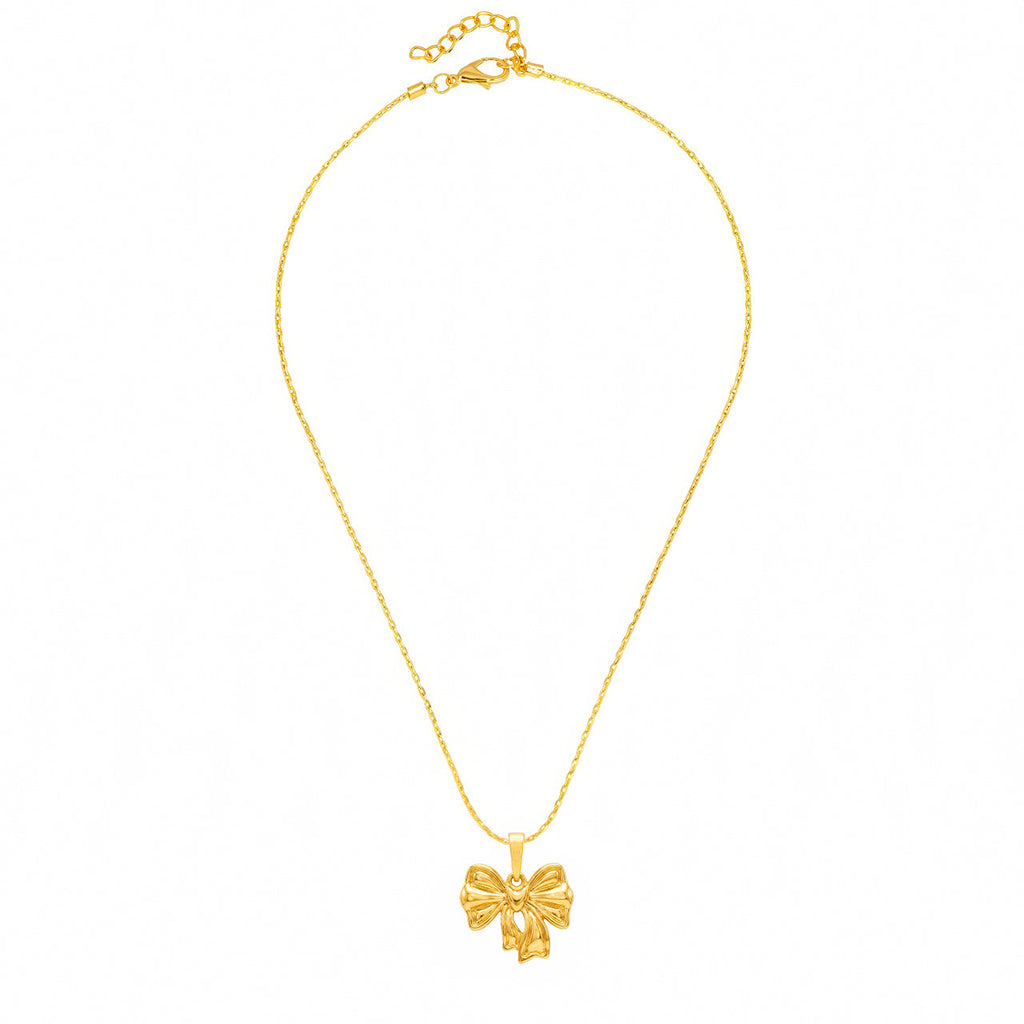 Desihi Necklace Anti-Tarnish Gold Plated Bow Pendant