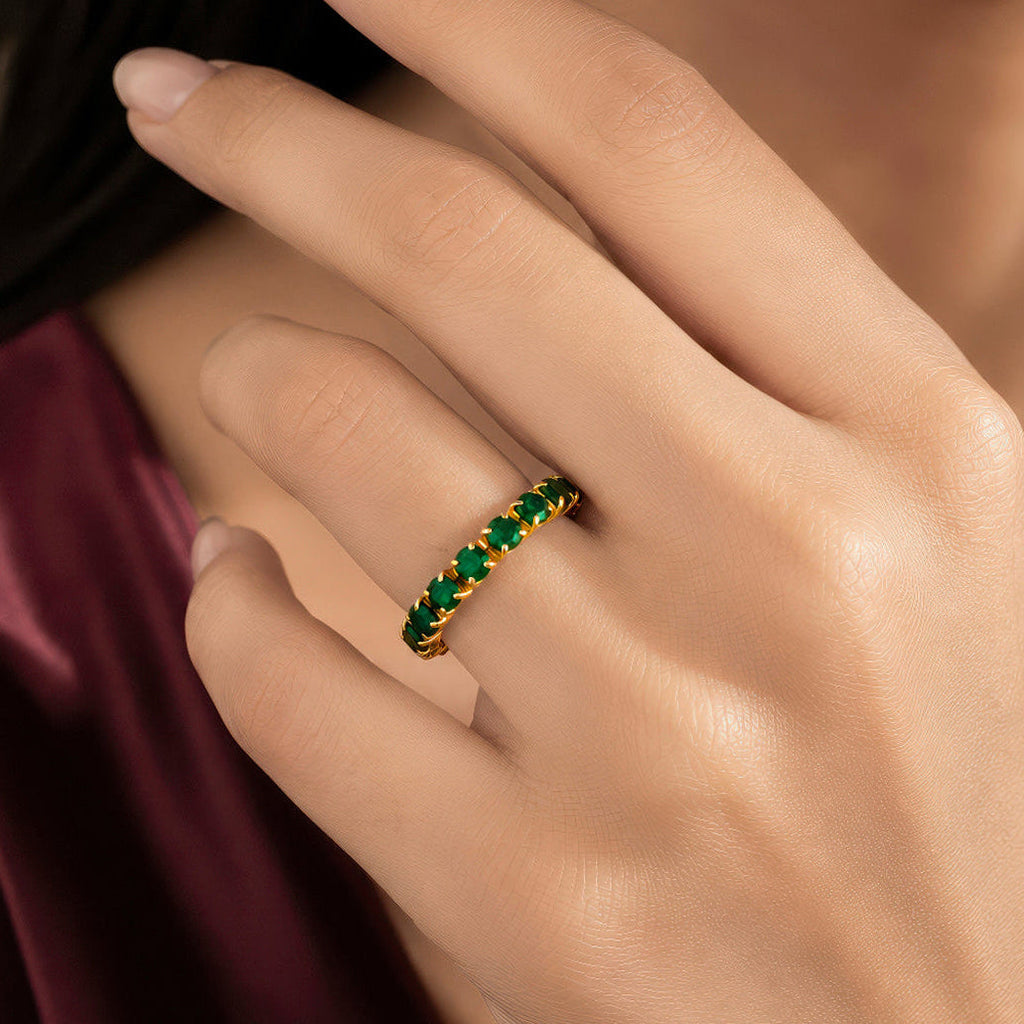 Desihi Ring Anti-Tarnish Stretchable Emerald Green Crystals (Adjustable Size)