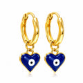Desihi Earrings Anti-Tarnish Heart Evil Eye Hoops