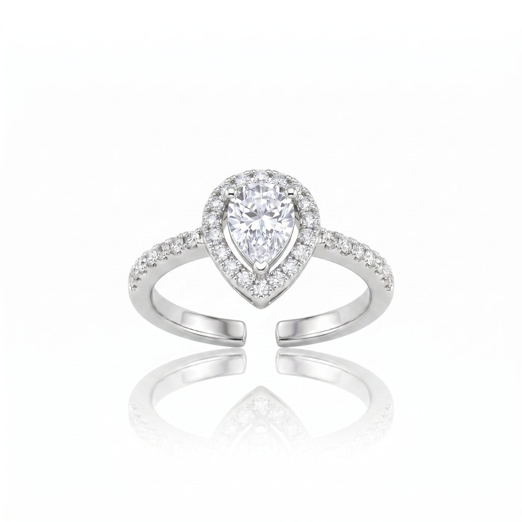 Desihi Ring Anti-Tarnish Teardrop American Diamonds (Adjustable Size)