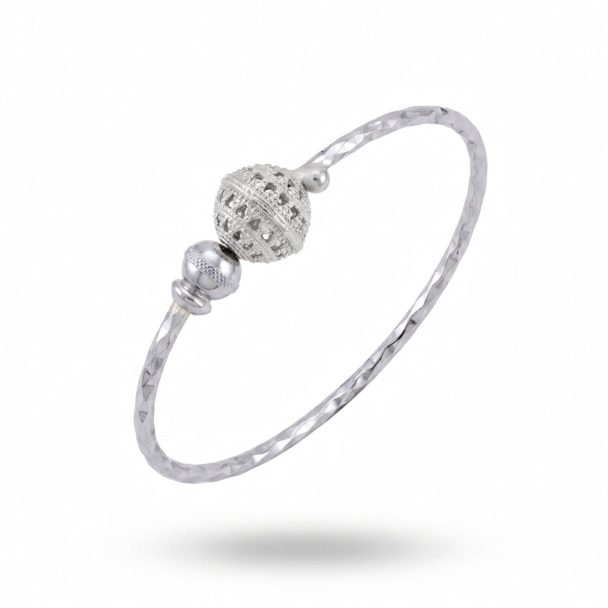 Desihi Bracelet Anti-Tarnish Textured Silver Bangle (Adjustable Size)