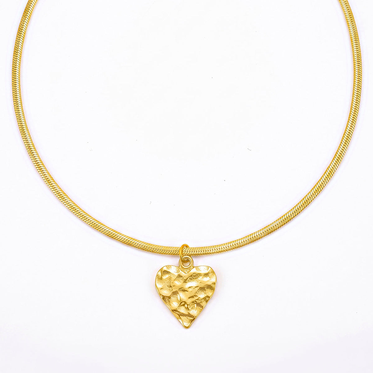 Desihi Necklace Anti-Tarnish Gold Plated Textured Heart