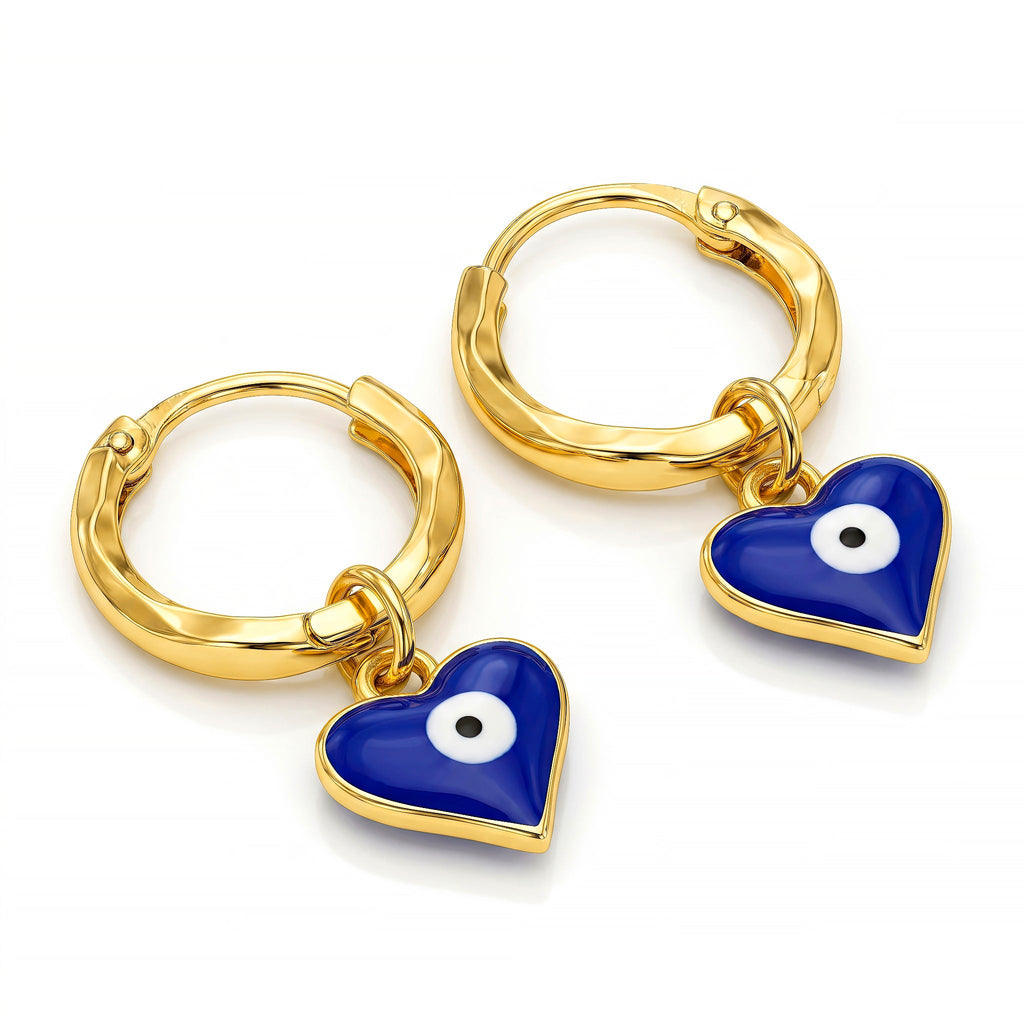 Desihi Earrings Anti-Tarnish Heart Evil Eye Hoops