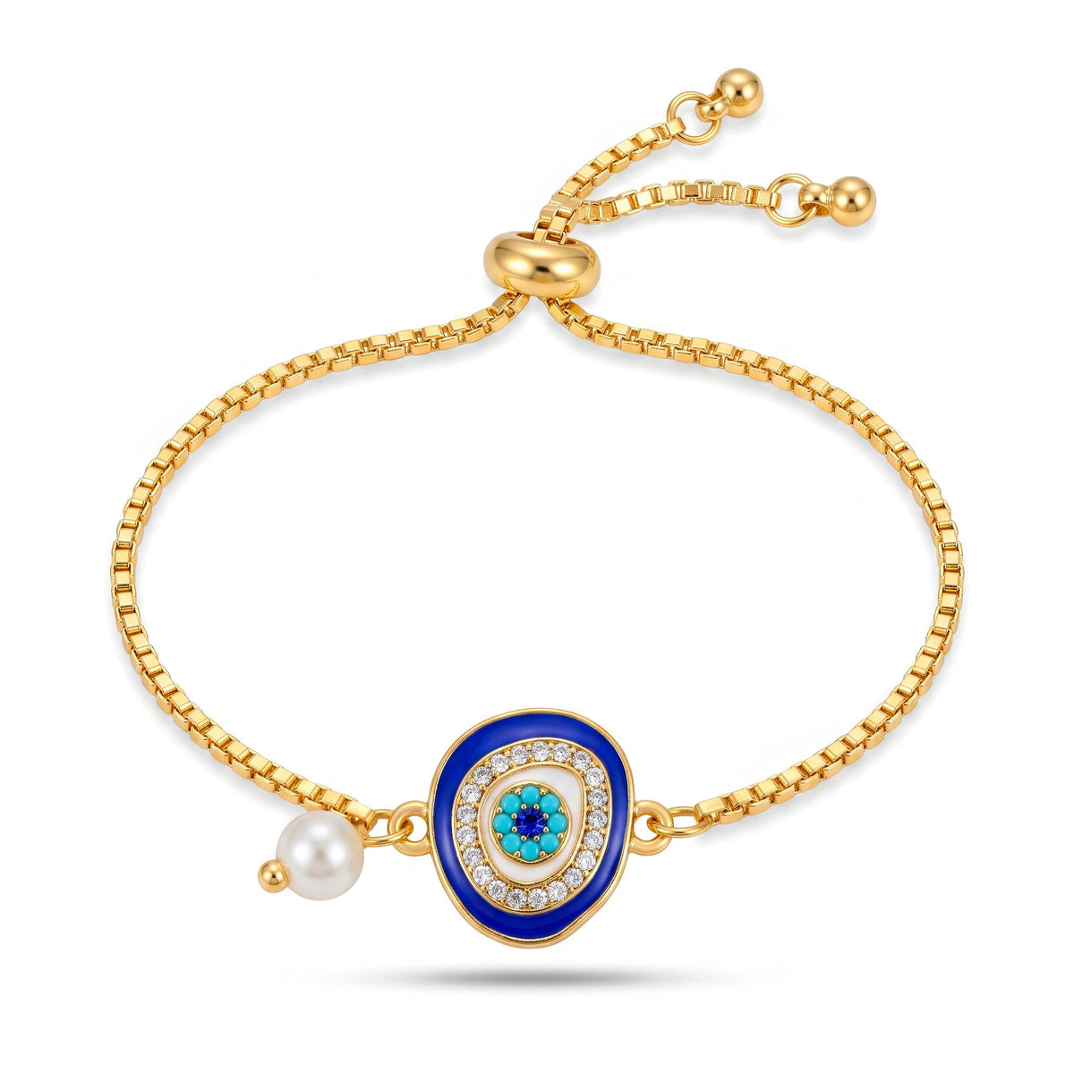 Desihi Bracelet Anti-Tarnish Gold Plated Chain With Evil Eye (Adjustable Size)
