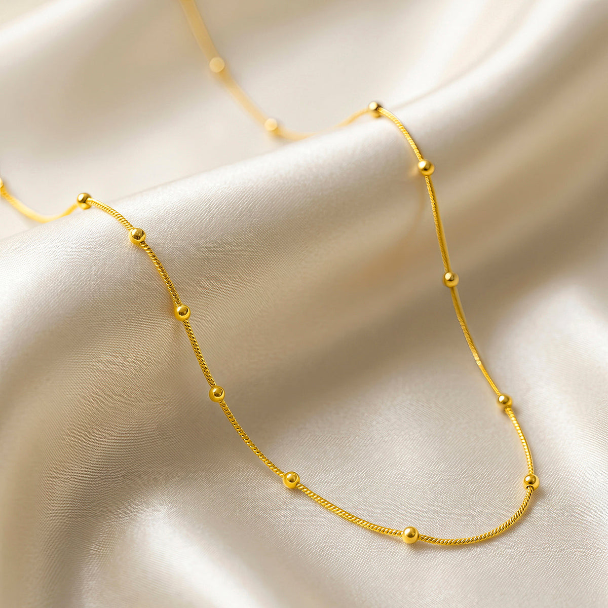 Desihi Necklace Anti-Tarnish Gold Plated Beaded Chain