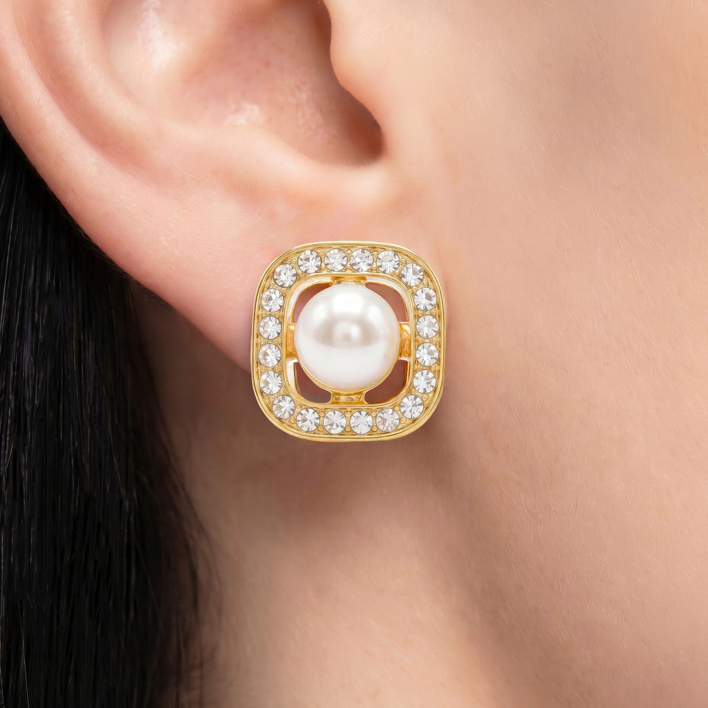 Desihi Earrings Anti-Tarnish Gold Plated Pearl Studs