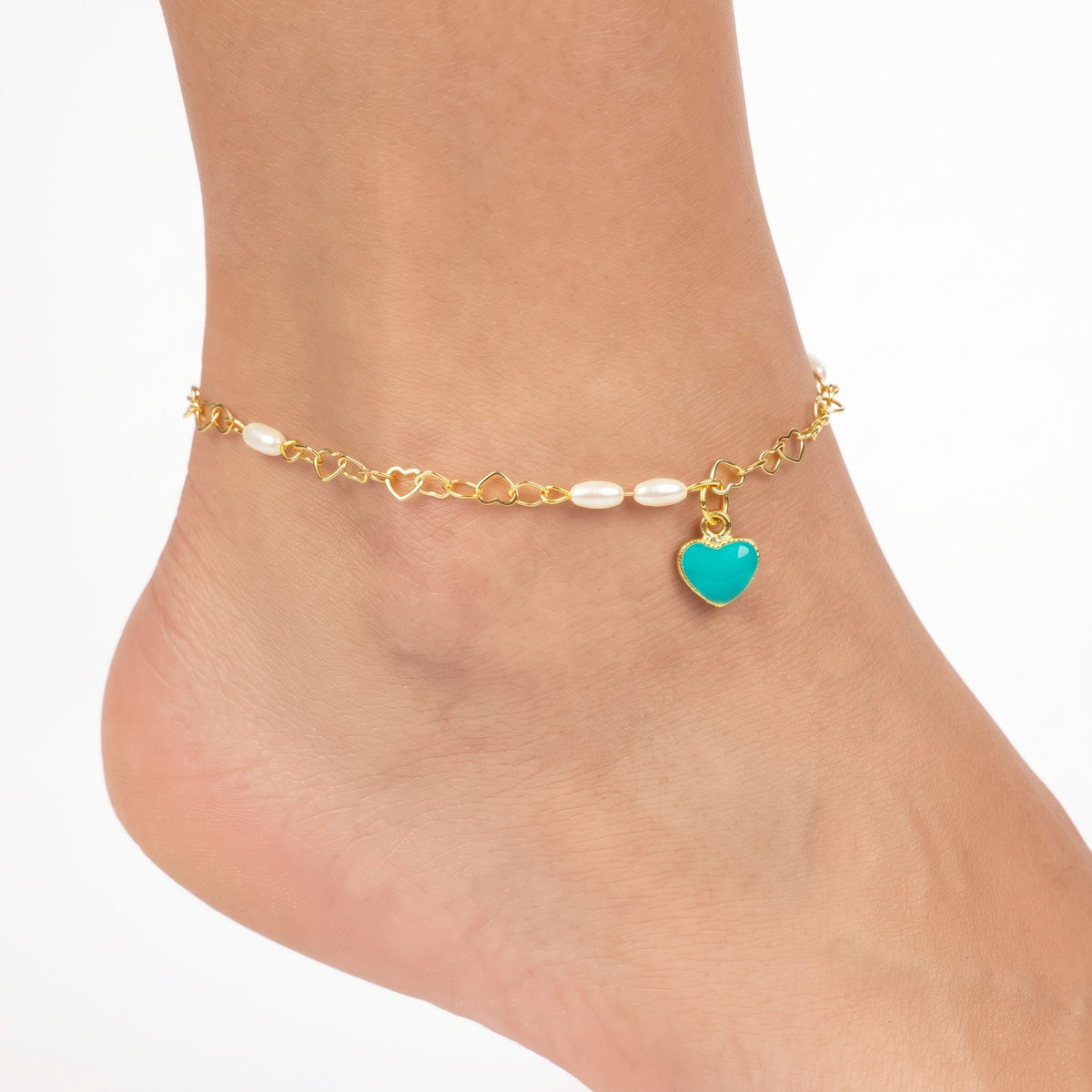 Desihi Anklet Anti-Tarnish Gold Plated Chain with Heart Charm