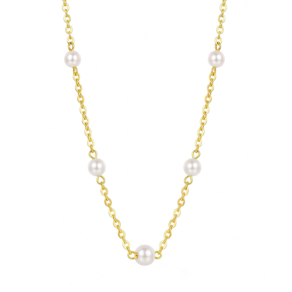 Desihi Necklace Anti-Tarnish Gold Plated Pearl Chain
