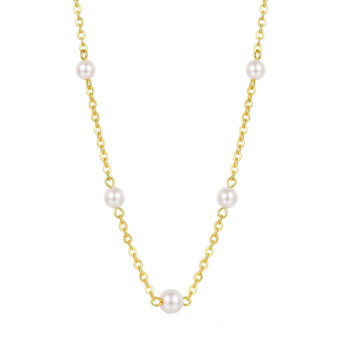 Desihi Necklace Anti-Tarnish Gold Plated Pearl Chain