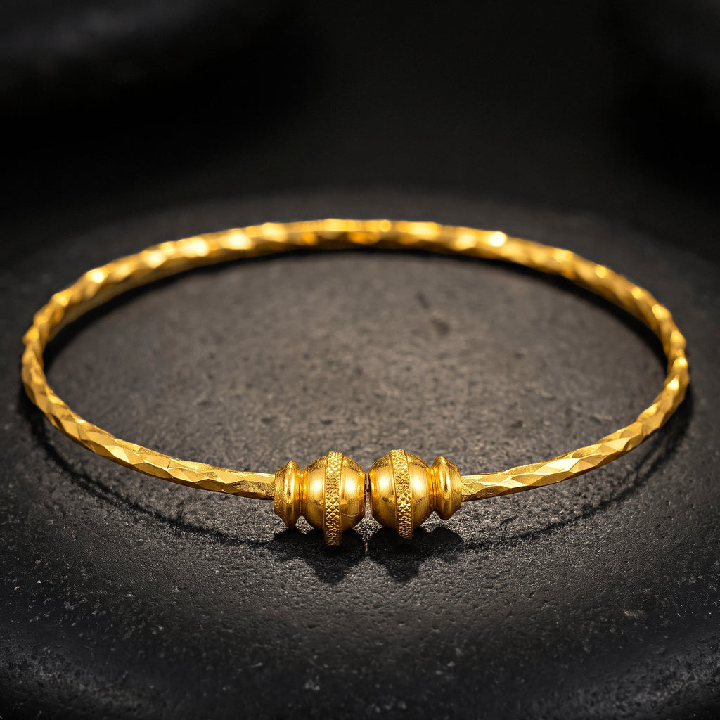 Desihi Bracelet Anti-Tarnish Gold Plated Textured Bangle (Adjustable Size)