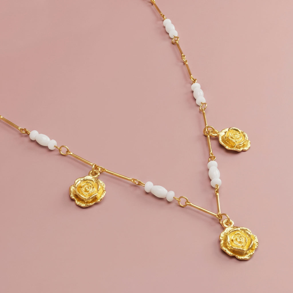 Desihi Necklace Anti-Tarnish Rose Flower Charm