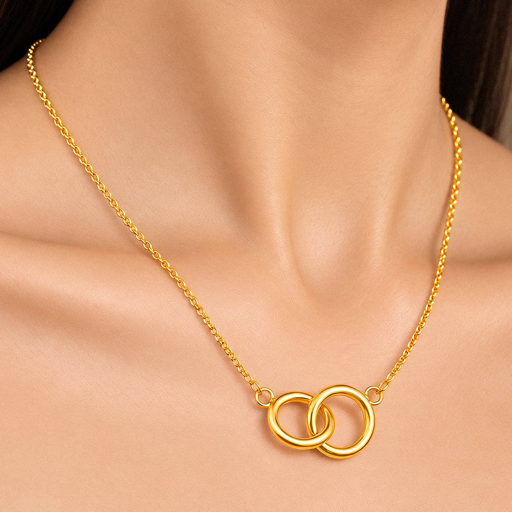 Desihi Necklace Anti-Tarnish Gold Plated Interlocking Rings Pendant