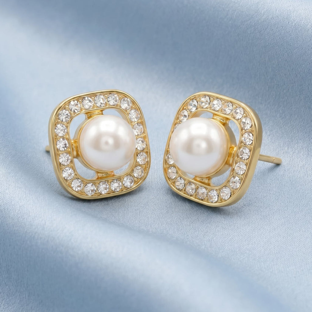 Desihi Earrings Anti-Tarnish Gold Plated Pearl Studs
