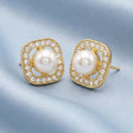 Desihi Earrings Anti-Tarnish Gold Plated Pearl Studs