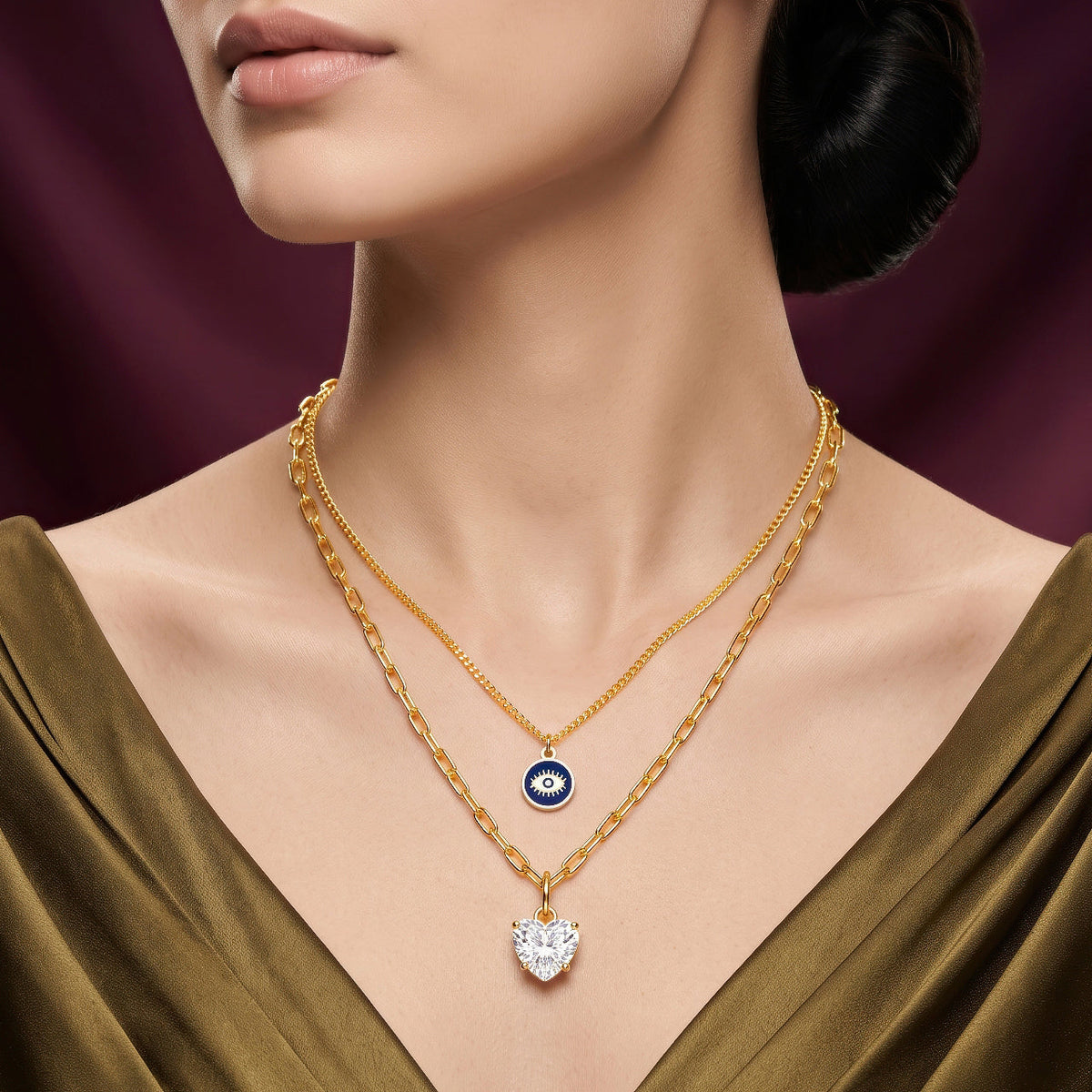 Desihi Necklace Anti-Tarnish Gold Plated Layered Set