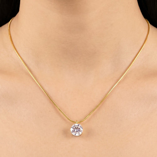 Anti-Tarnish Gold Plated Snake Chain Solitaire Pendant