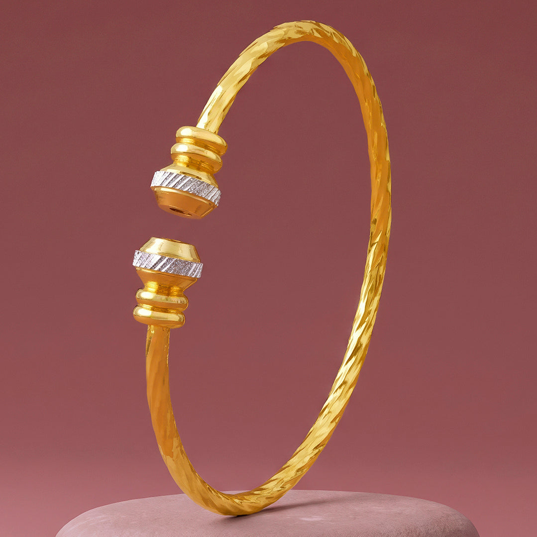 Desihi Bracelet Anti-Tarnish Diamond Cut Open Bangle (Adjustable Size)