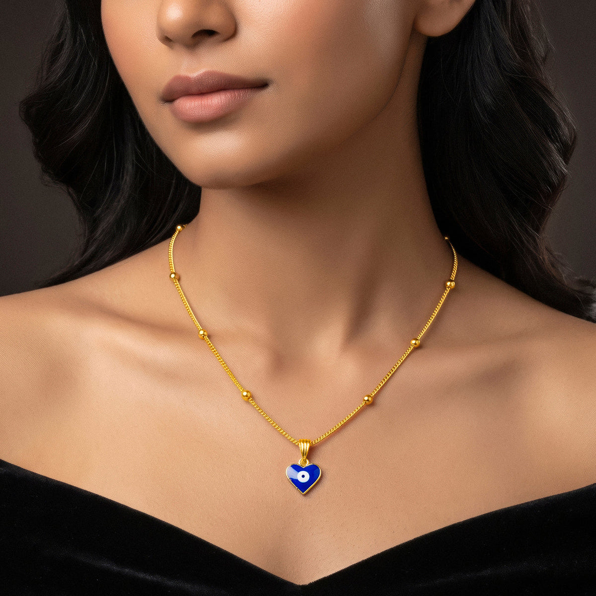 Desihi Necklace Anti-Tarnish Gold Plated Chain & Evil Eye Pendant Set