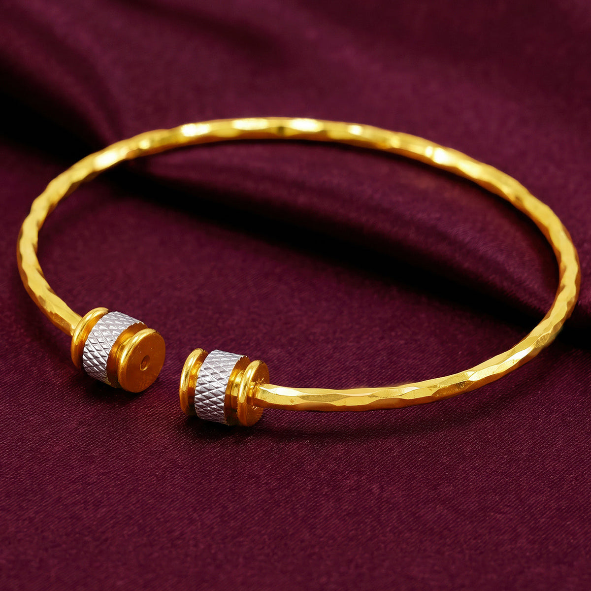 Desihi Bracelet Anti-Tarnish Gold Plated Hammered Open Cuff (Adjustable Size)