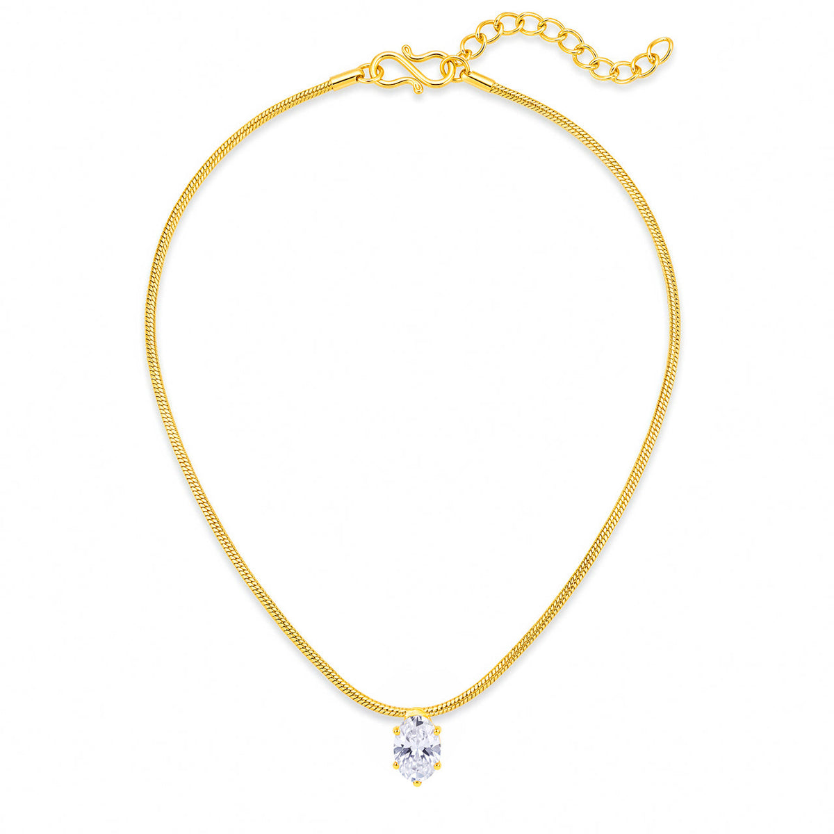 Desihi Necklace Anti-Tarnish Gold Plated Oval Crystal