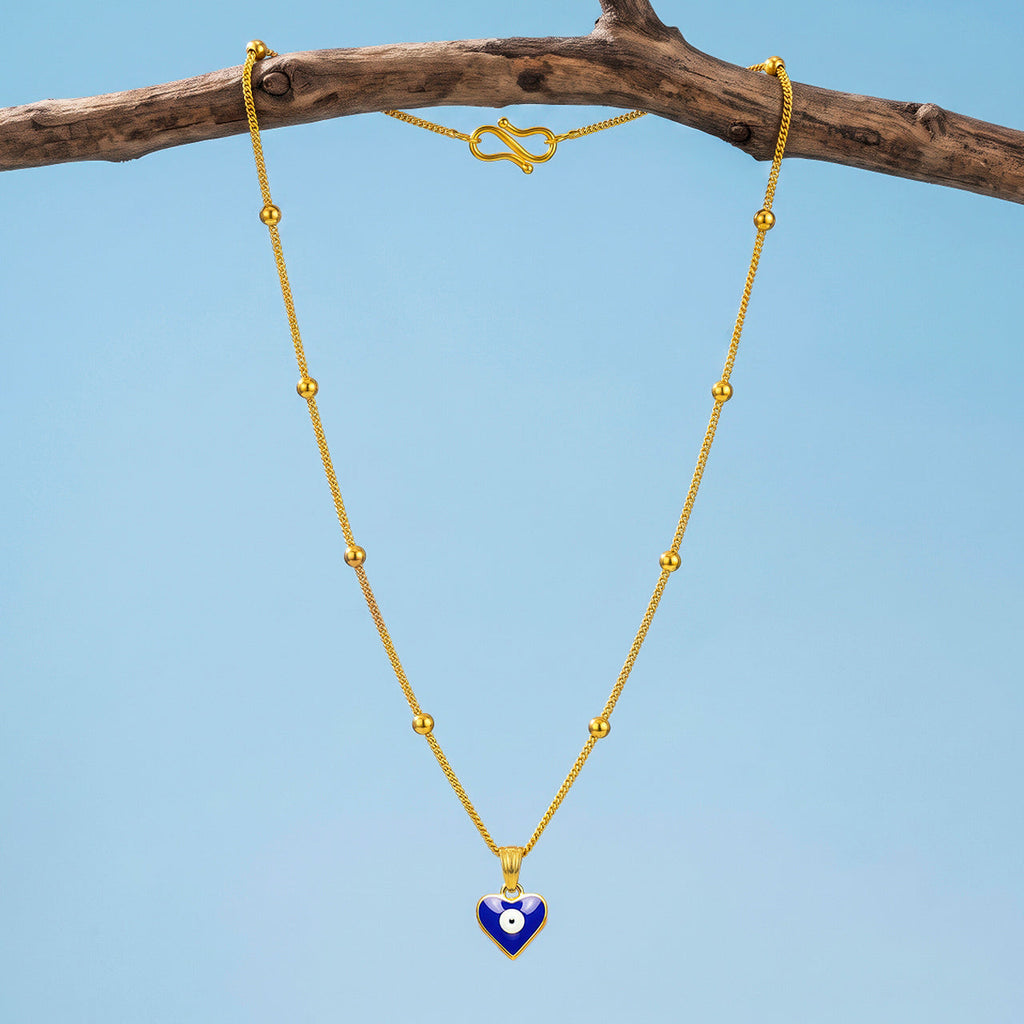 Desihi Necklace Anti-Tarnish Gold Plated Chain & Evil Eye Pendant Set