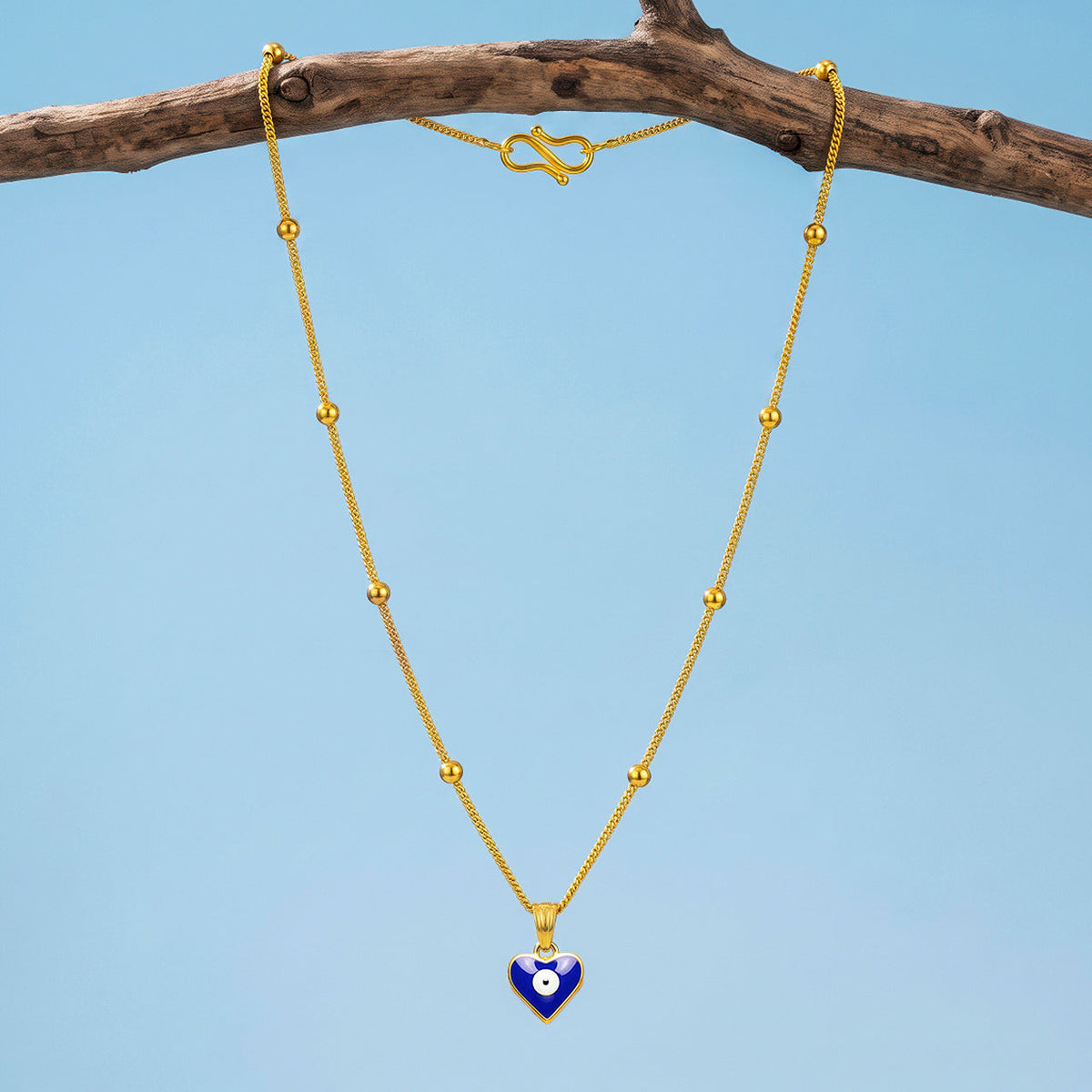 Desihi Necklace Anti-Tarnish Gold Plated Chain & Evil Eye Pendant Set