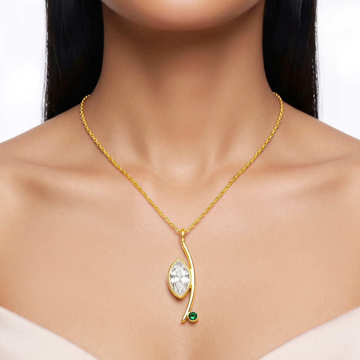 Desihi Necklace Anti-Tarnish Gold Plated Branch Crystal