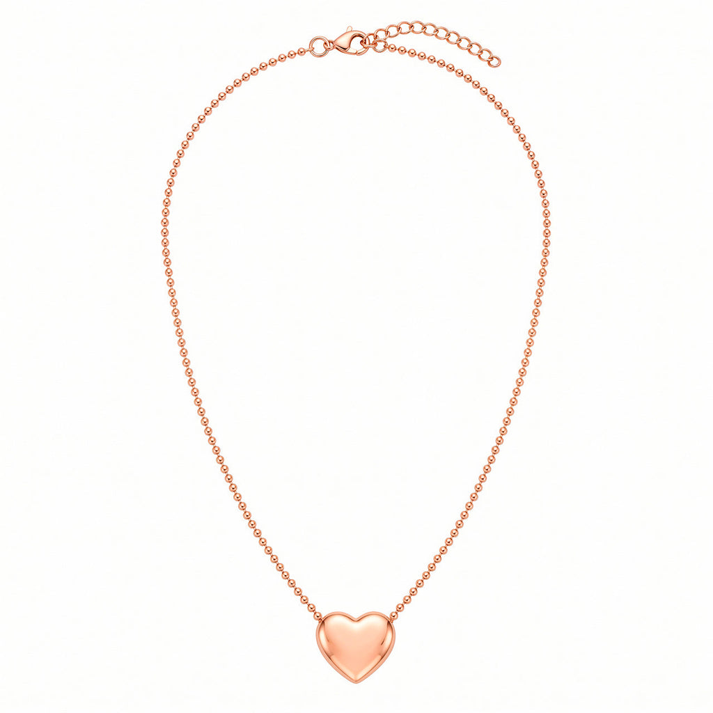 Desihi Necklace Anti-Tarnish Rose Gold Plated Puffy Heart