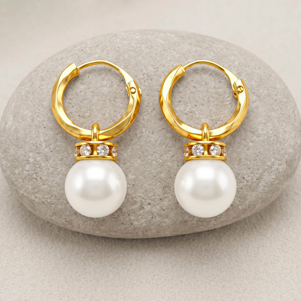 Desihi Earrings Anti-Tarnish Pearl Drop Hoops