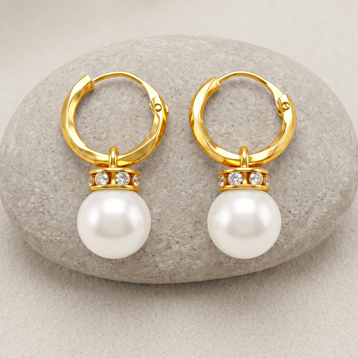 Desihi Earrings Anti-Tarnish Pearl Drop Hoops