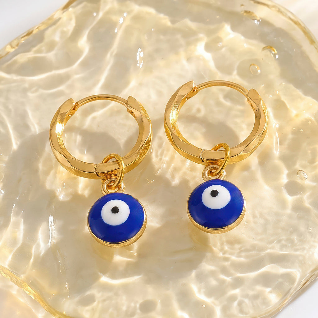 Desihi Earrings Anti-Tarnish Evil Eye Hoops