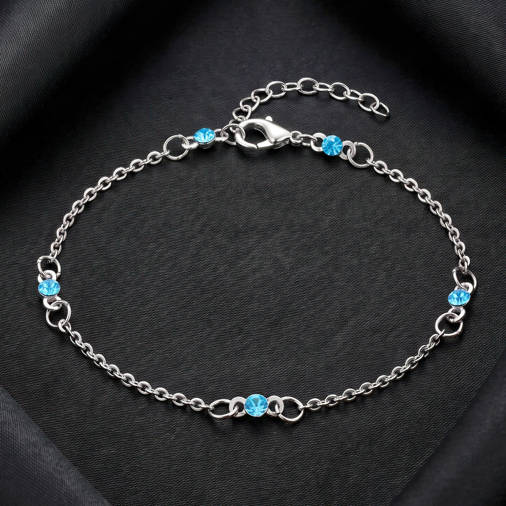 Desihi Anklet Anti-Tarnish Blue Crystals