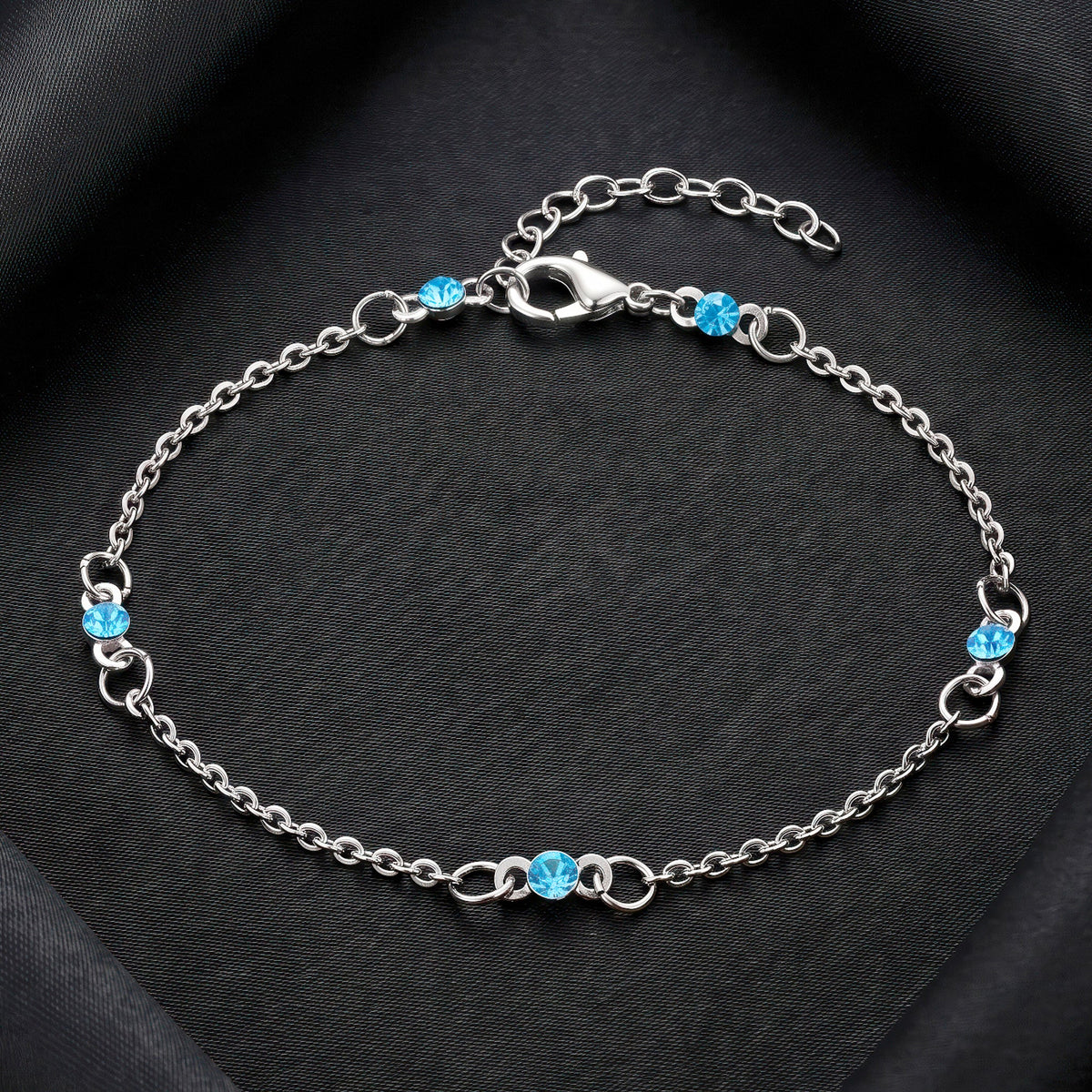 Desihi Anklet Anti-Tarnish Blue Crystals