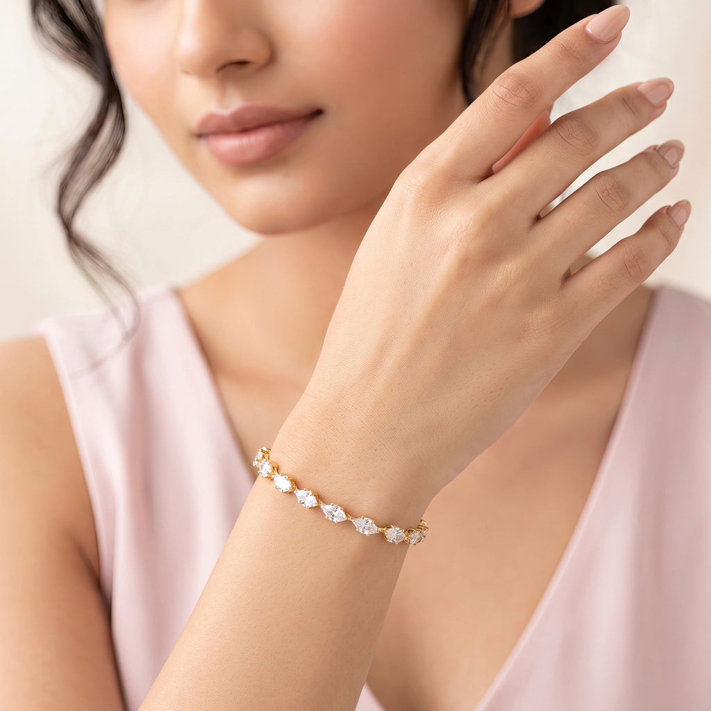 Desihi Bracelet Anti-Tarnish Big Marquise Crystal (Adjustable Size)