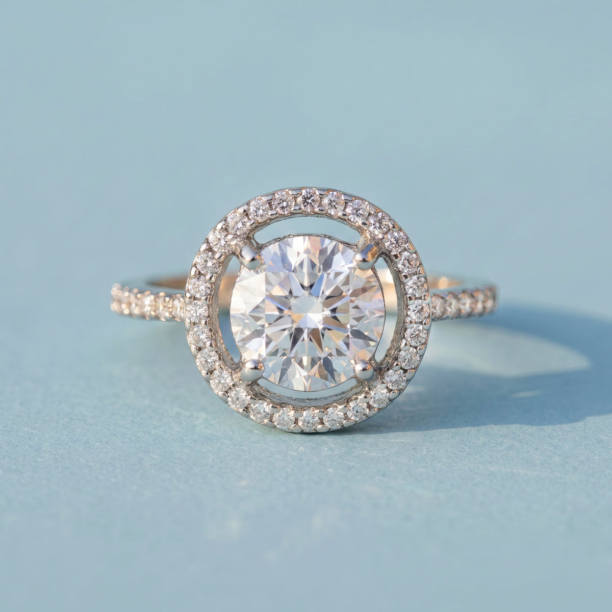 Desihi Ring Anti-Tarnish Square Halo Crystal (Adjustable Size)