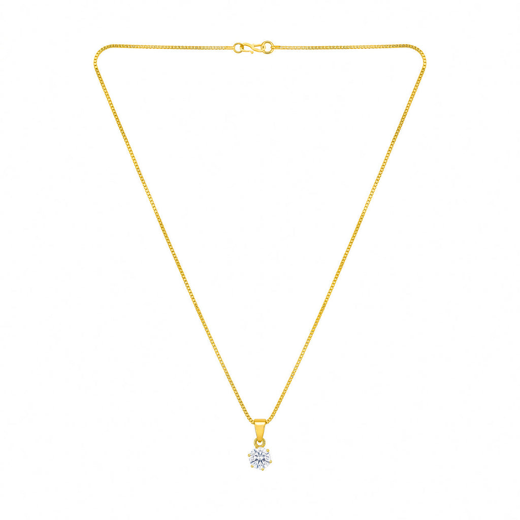 Desihi Necklace Anti-Tarnish Gold Plated Chain With Solitaire
