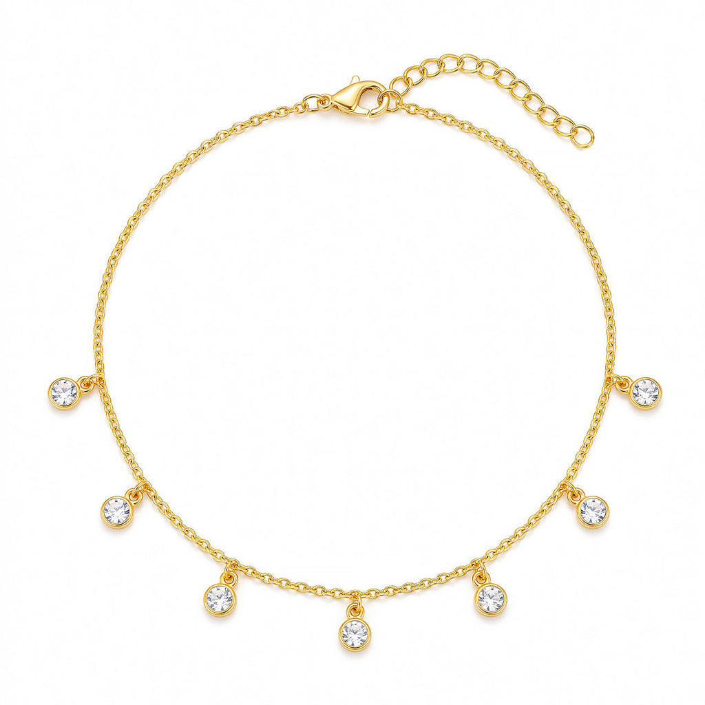 Desihi Necklace Anti-Tarnish Gold Plated Round Crystal